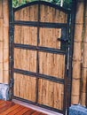 Japanese style privacy gate with bamboo infill